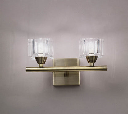 Mantra Cuadrax Wall 2 Light G9, Antique Brass