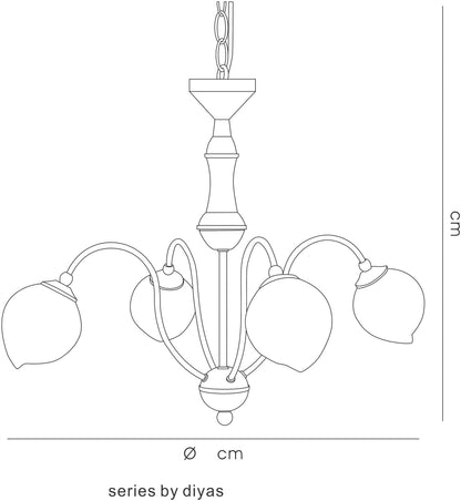 Diyas Bastia 49cm  4 Light G9 Satin Gold Ceiling Pendant Light Fitting