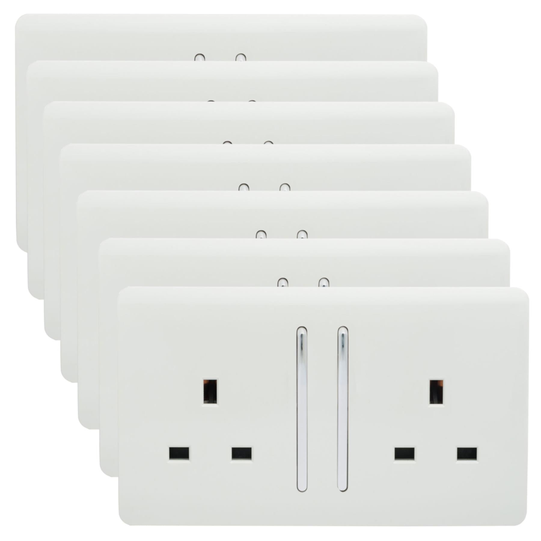 Trendi 2 Gang Artistic Modern Glossy 13 Amp Switched Plug Socket Ice W ...
