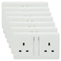 Trendi 2 Gang Artistic Modern Glossy 13 Amp Switched Plug Socket Ice White (7 Pack)