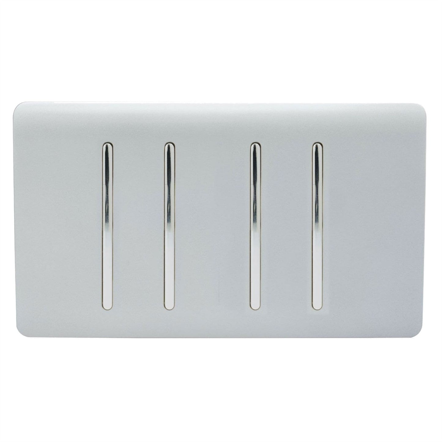 Trendi 4 Gang (2 Way & 1x Intermediate) Glossy 10 Amp Rocker Light Switch Silver