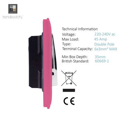 Trendi Artistic Modern Glossy 45 A Tactile Light Switch & Neon Insert Pink