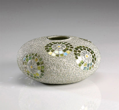 Diyas Home (DH) Floretta Mosaic Vase Round Green/Silver/White Mosaic