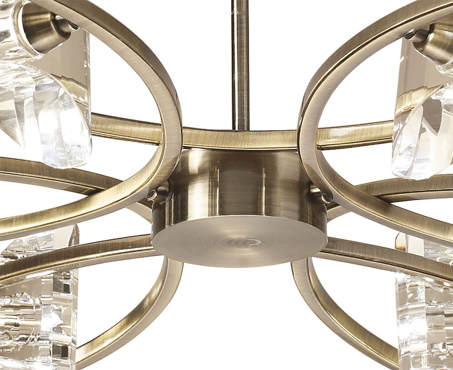 Mantra Kromo 79cm Telescopic Convertible To Semi Flush 6 Light G9, Antique Brass
