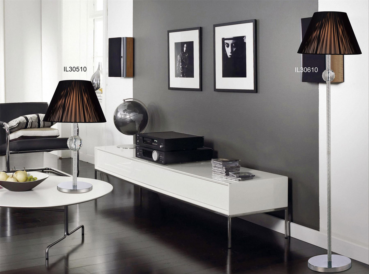 Diyas Elena Floor Lamp WITHOUT SHADE 1 Light E27 Polished Chrome/Crystal