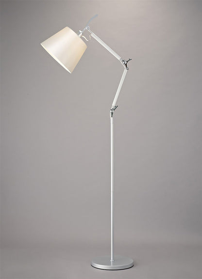 Deco Karis Adjustable Floor Lamp 1 Light E27 Silver/Polished Chrome c/w Cream Pearl Shade