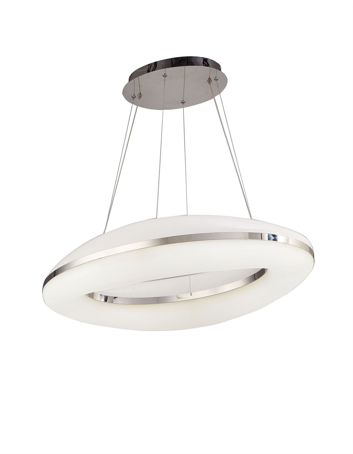Mantra M4900 Oakley Oval Pendant 80W LED 3000K, 6400lm, Polished Chrome/Frosted Acrylic, 3yrs Warranty