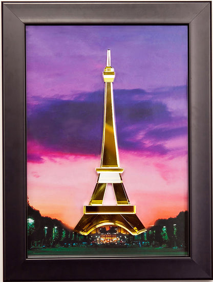 Diyas Home Crystal Wall Art (DH) World Eiffel Tower, Black Frame Amber, Crystal Framed