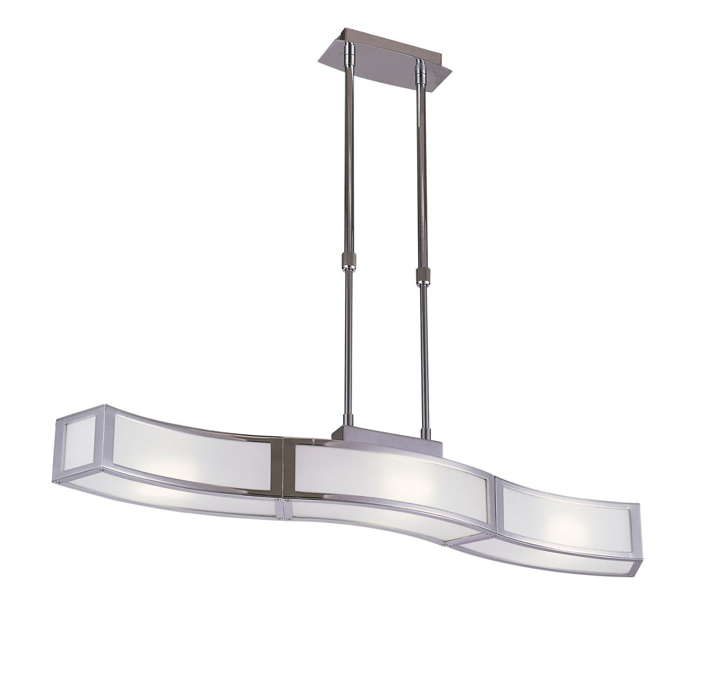 Mantra Duna E27 Linear Pendant 3 Light L1 Bar, Polished Chrome, White Acrylic, CFL Lamps INCLUDED