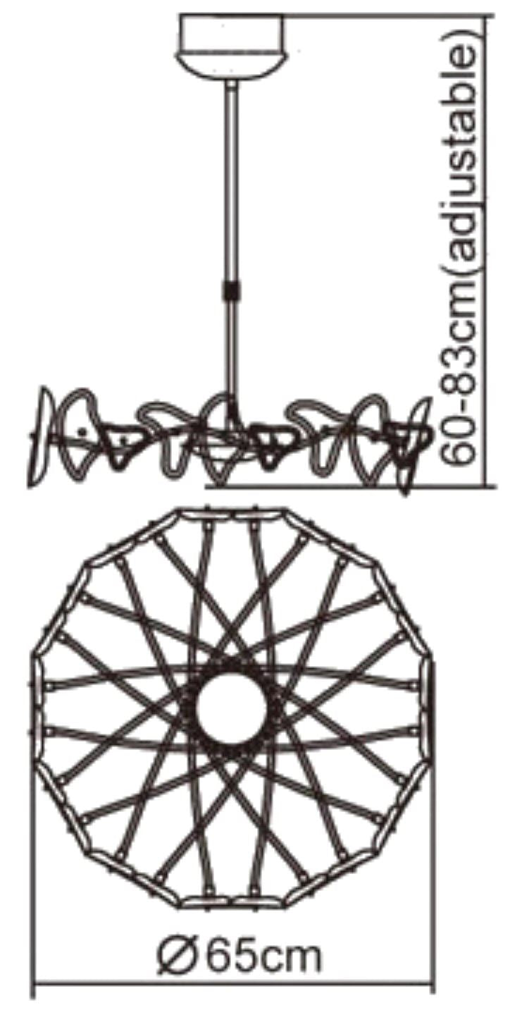 Mantra Otto 65cm Pendant 24 Light G4 Ring, Polished Chrome/Frosted Glass/Black Glass, NOT LED/CFL Compatible