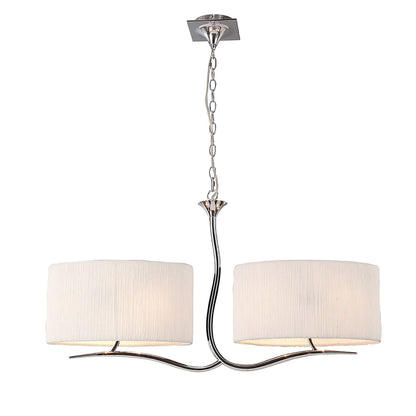 Mantra M1130 Eve Linear Pendant 2 Arm 4 Light E27, Polished Chrome with White Oval Shades