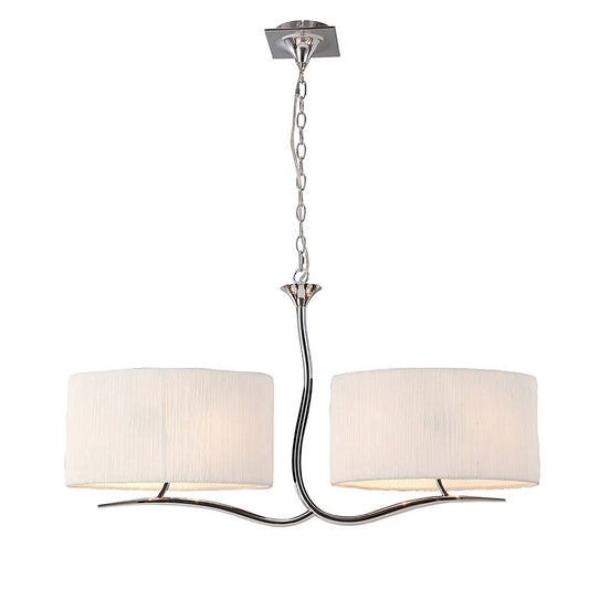 Mantra M1130 Eve Linear Pendant 2 Arm 4 Light E27, Polished Chrome with White Oval Shades