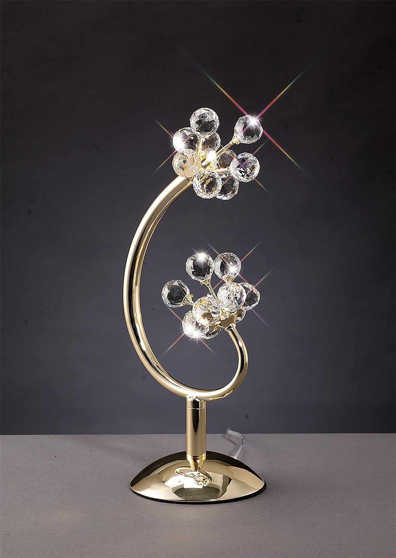 Diyas Octavia Crystal Table Lamp 2 Light G4 French Gold, NOT LED/CFL Compatible