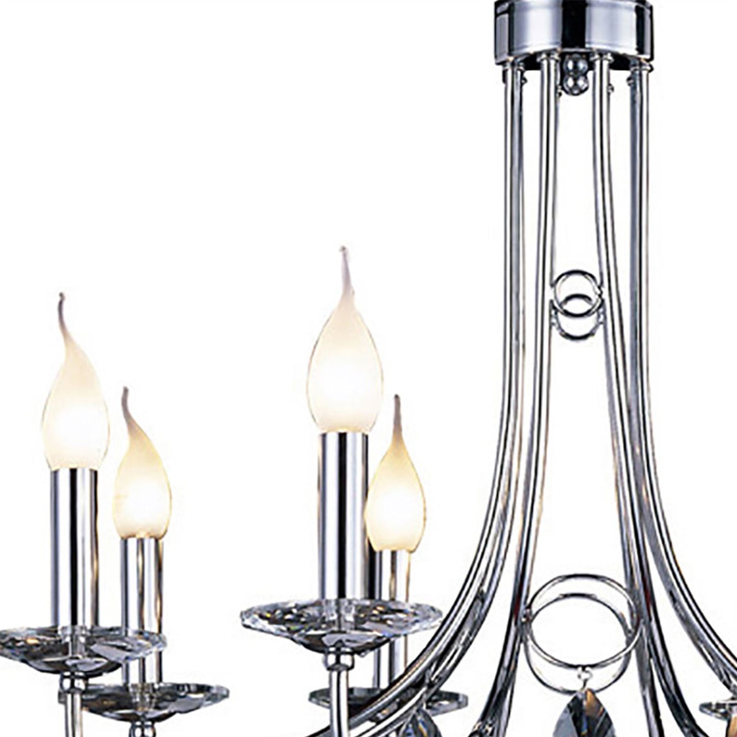 Diyas Danya 69cm  Round 8 Light E14 Polished Chrome/Crystal Ceiling Pendant Light Fitting