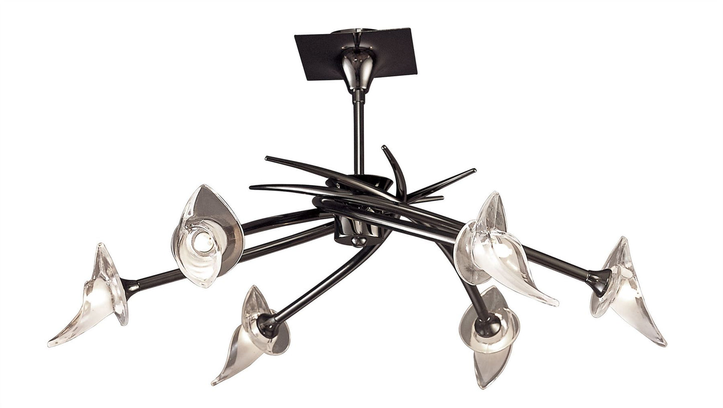 Mantra Flavia 73cm Telescopic Pendant Convertible To Semi Flush Round 6 Light G9, Black Chrome