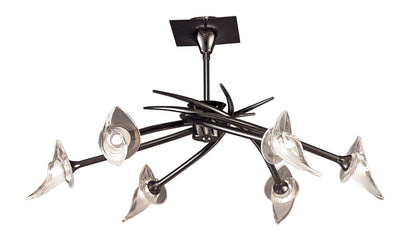 Mantra Flavia 73cm Telescopic Pendant Convertible To Semi Flush Round 6 Light G9, Black Chrome