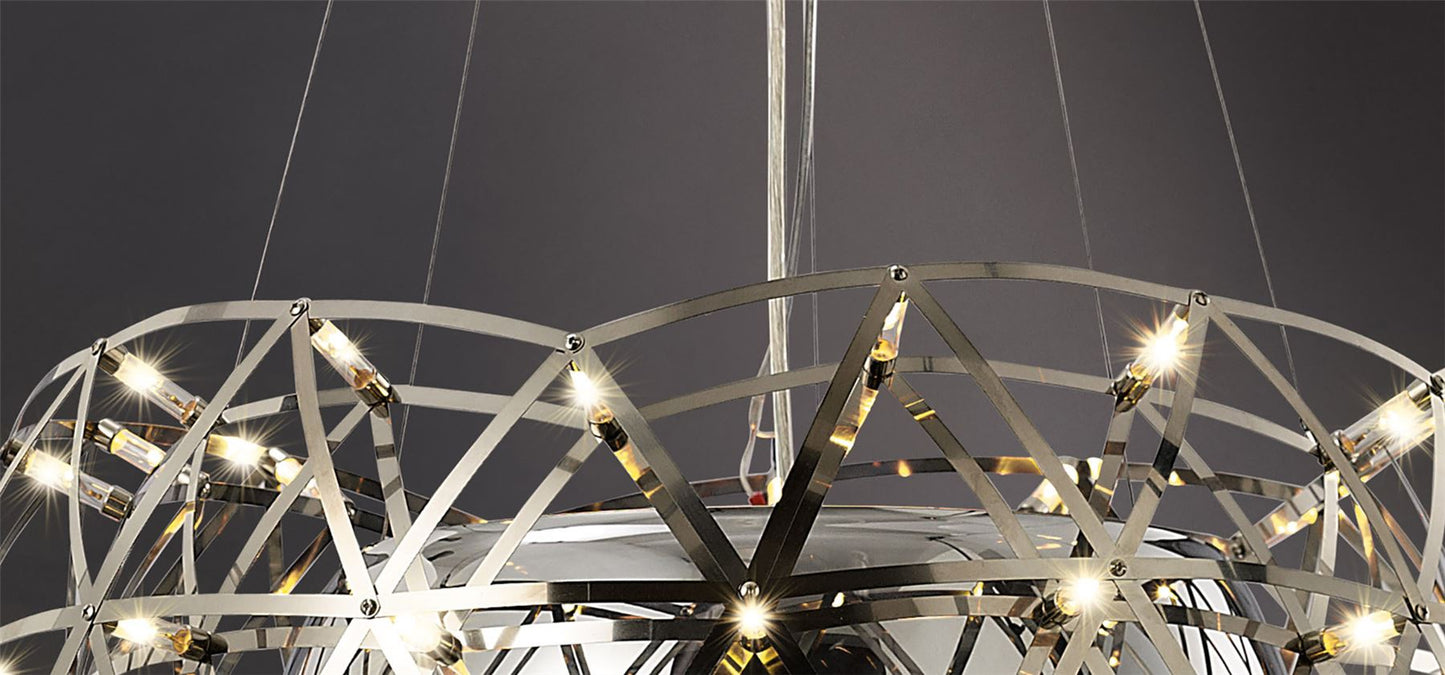 Diyas Atria 65cm  3 Light E27 with LEDs and Remote Control Stainless Steel Ceiling Pendant Light Fitting