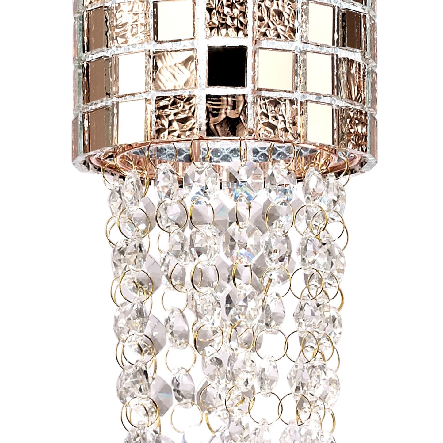 Diyas Camden 10cm Single  1 Light G9 Rose Gold/Mosaic Glass/Crystal Ceiling Pendant Light Fitting