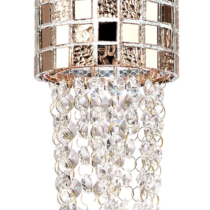 Diyas Camden 10cm Single  1 Light G9 Rose Gold/Mosaic Glass/Crystal Ceiling Pendant Light Fitting