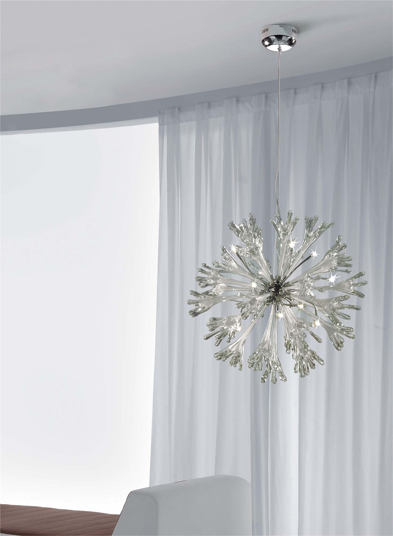 Diyas Love 82cm  Large 11 Light G4 Polished Chrome/White Glass, NOT LED/CFL Compatible Item Weight: 19kg Ceiling Pendant Light Fitting
