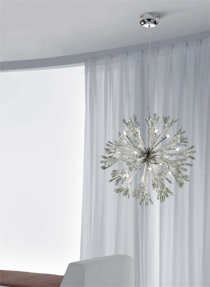 Diyas Love 82cm  Large 11 Light G4 Polished Chrome/White Glass, NOT LED/CFL Compatible Item Weight: 19kg Ceiling Pendant Light Fitting