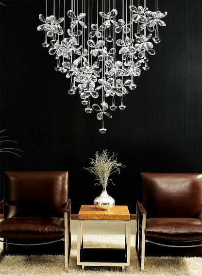 Diyas Aviva 68cm  Round 28 Light 4000K LED Polished Chrome/Crystal Ceiling Pendant Light Fitting