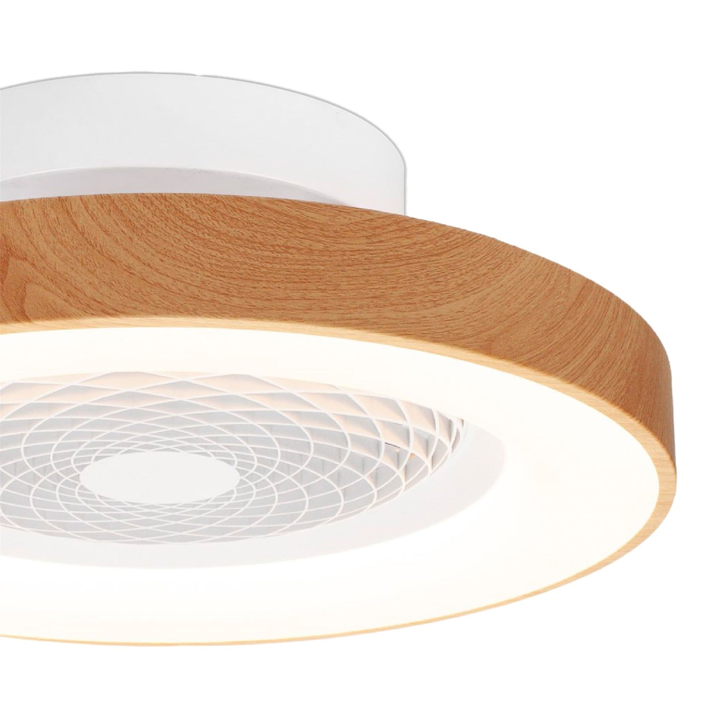 Tibet Mini 53cm 70W LED Dimmable Ceiling Light With 35W DC Reversible Fan Remote, 3900lm, Wood Effect/White, 5yrs Wrnty