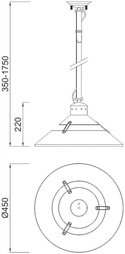 Mantra M5440 Industrial Ceiling 1 Light 40W E27 Large, Oxide Metal, Black Belt