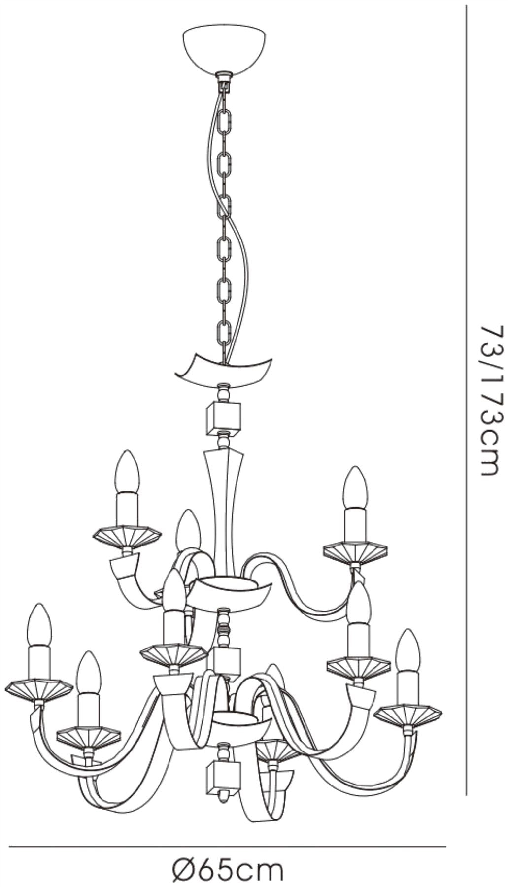 Diyas Nardini 65cm  2 Tier 9 Light E14 Polished Chrome/Black Faux Leather/Crystal Ceiling Pendant Light Fitting