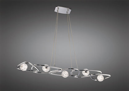 Mantra M5012 Lux Linear Pendant 5 Light G9 Line, Polished Chrome