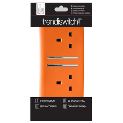 Trendi 2 Gang Artistic Modern Glossy 13 Amp Switched Plug Socket Orange (7 Pack)