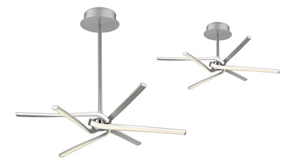 Mantra M4991 Knot Telescopic\Semi Ceiling 45W LED Curved Arms 3000K, 3150lm, Silver/Frosted Acrylic/Polished Chrome, 3yrs Warranty - M4991 Ceiling