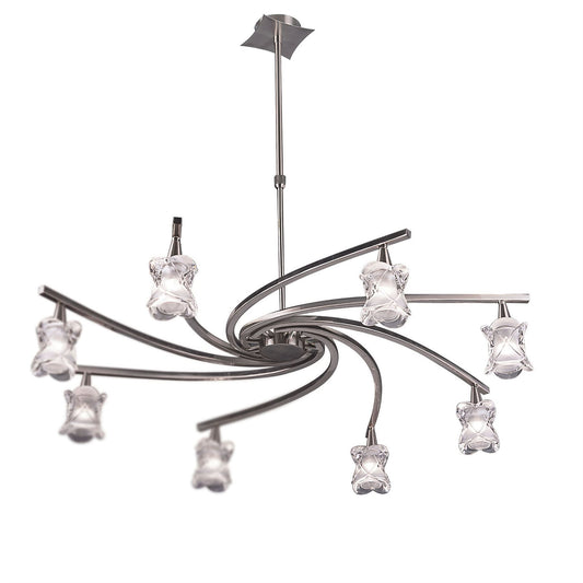 Mantra Rosa 82cm Del Desierto Telescopic Pendant 8 Light G9, Satin Nickel