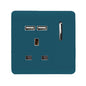 Trendi 1 Gang Artistic Modern Glossy 13 Amp 2x2.1mA USB Switched Tactile Ocean Blue