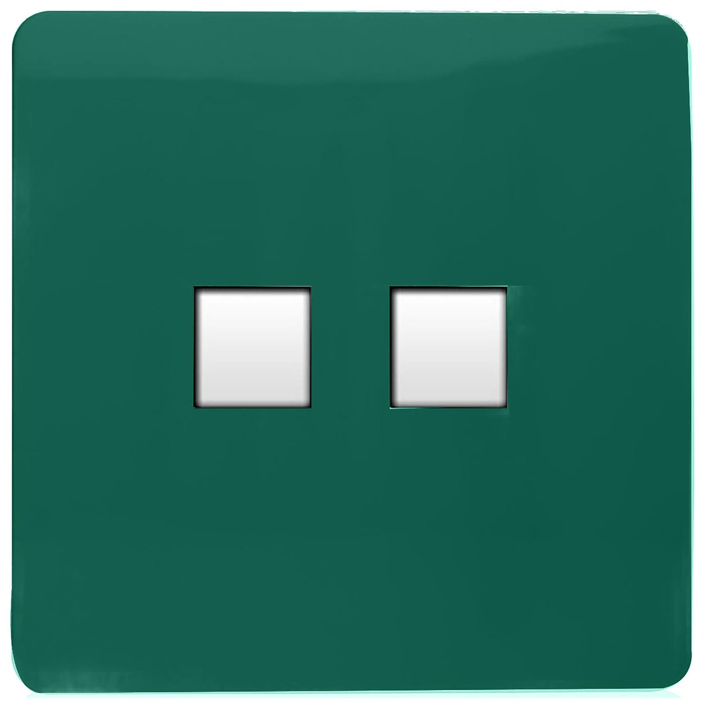 Trendi Artistic Modern Glossy Tactile Telephone Socket + Cat 5e&Cat 6 RJ45 PC Socket Dark Green