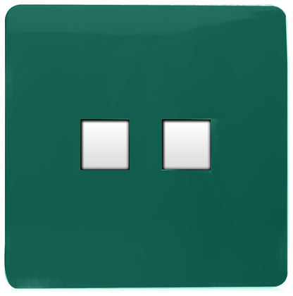 Trendi Artistic Modern Glossy Tactile Telephone Socket + Cat 5e&Cat 6 RJ45 PC Socket Dark Green