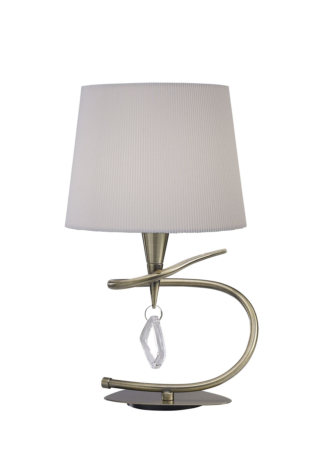 Mantra Mara Table Lamp 1 Light E14 Large, Antique Brass with Ivory White Shade