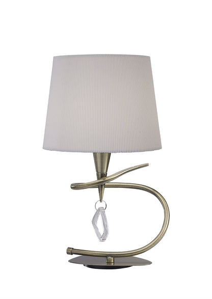 Mantra Mara Table Lamp 1 Light E14 Large, Antique Brass with Ivory White Shade