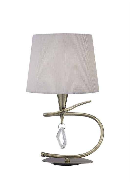 Mantra Mara Table Lamp 1 Light E14 Large, Antique Brass with Ivory White Shade