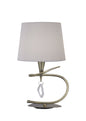 Mantra Mara Table Lamp 1 Light E14 Large, Antique Brass with Ivory White Shade