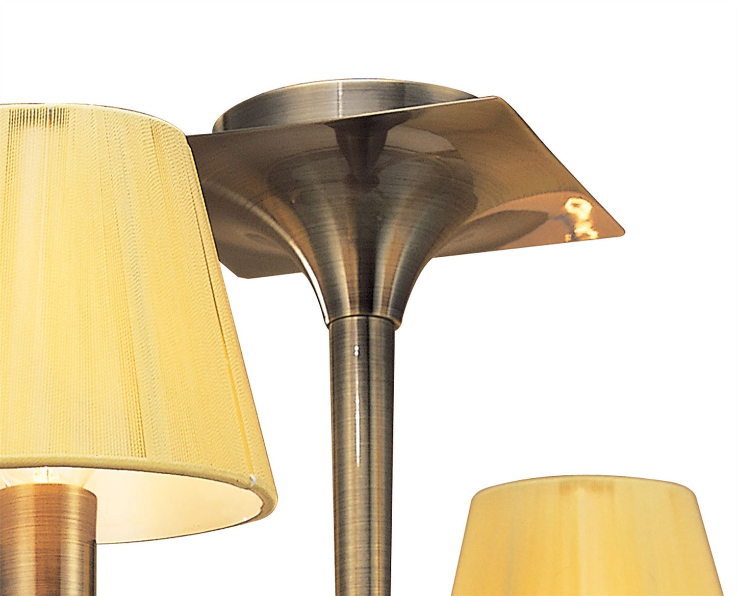 Mantra Siena 55cm Semi Flush Round 4 Light E14, Antique Brass with Amber Cream Shades and Amber Crystal