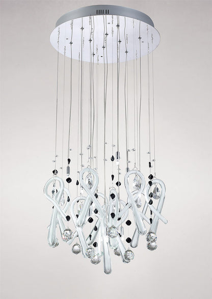 Diyas Class 45cm  Round 10 Light G4 Polished Chrome/White Glass/Crystal, NOT LED/CFL Compatible Ceiling Pendant Light Fitting