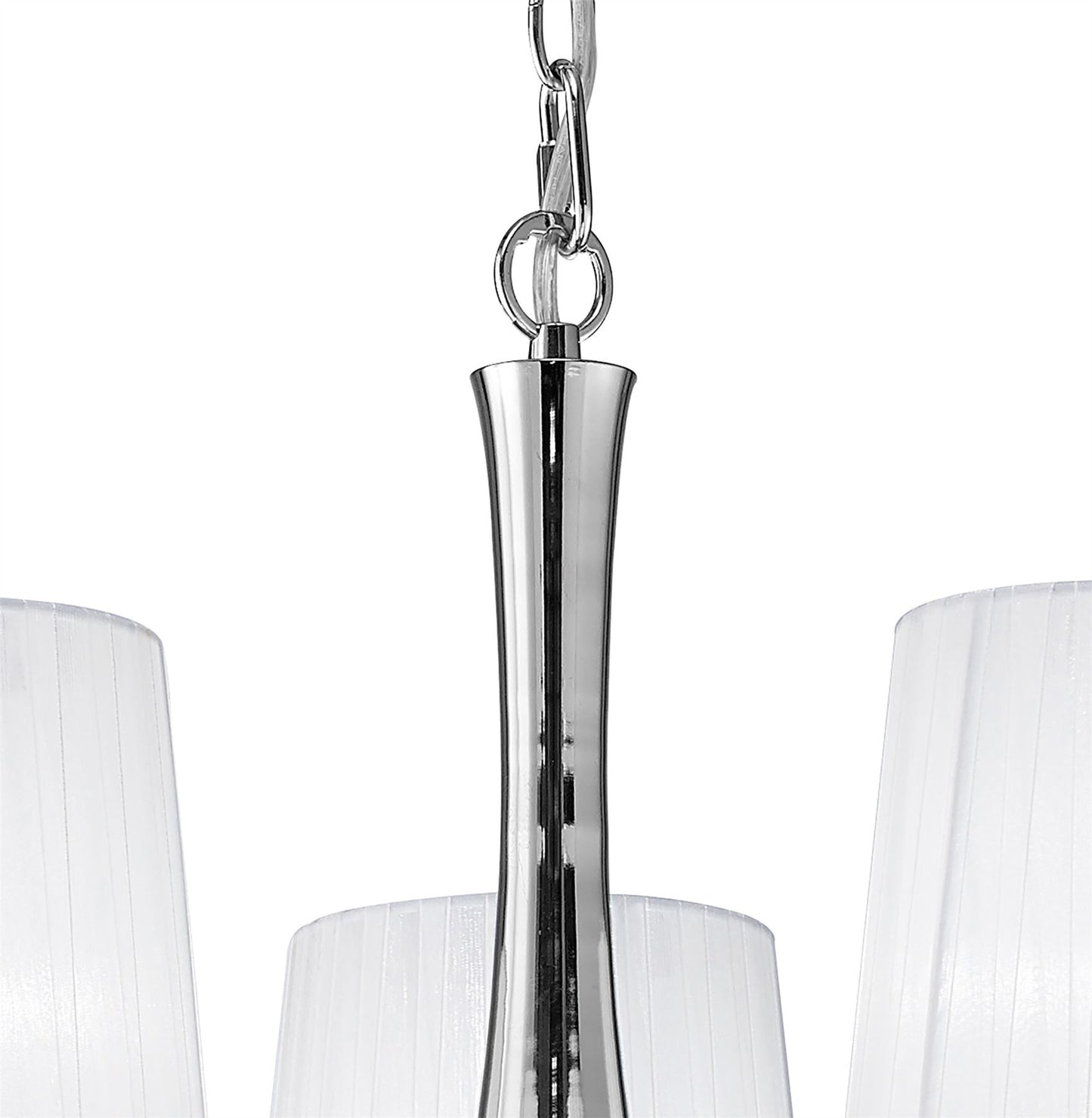Mantra M4631 Loewe Pendant 5 Light E14, Polished Chrome with White Shades