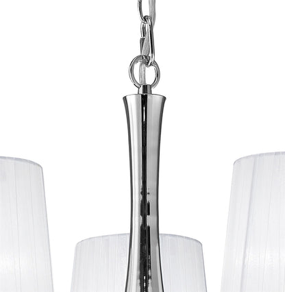 Mantra M4631 Loewe Pendant 5 Light E14, Polished Chrome with White Shades