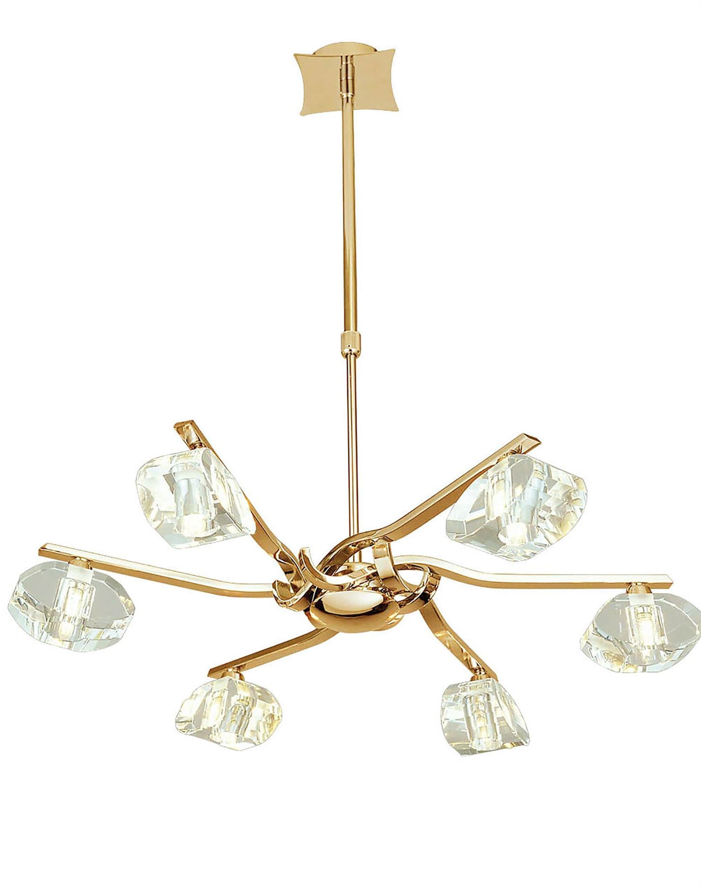 Mantra Alfa 63cm Telescopic Convertible To Semi Flush 6 Light G9, French Gold