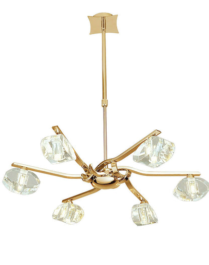Mantra Alfa 63cm Telescopic Convertible To Semi Flush 6 Light G9, French Gold