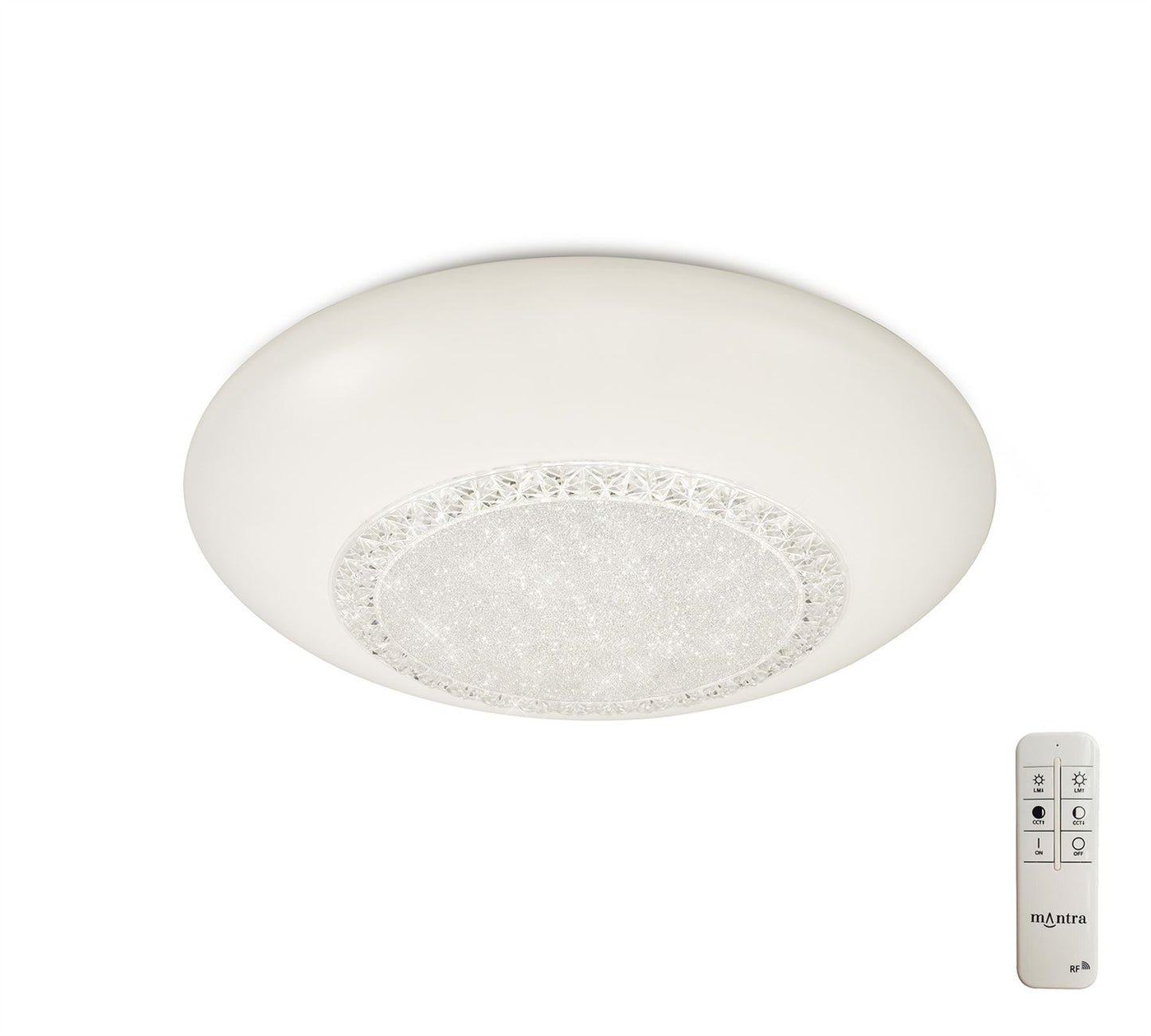 Mantra Fusion Fusion M6235 Opera Flush Ceiling Light 41cm Round, 24W LED, 3000-6500K Tuneable White, 1680lm, White, Remote Control, 3yrs Warranty