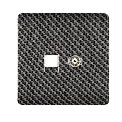 Trendi Switch 2 Gang TV Co-Axial & RJ45 Cat 5e Modern Designer PC Ethernet Sockets in Carbon Fibre