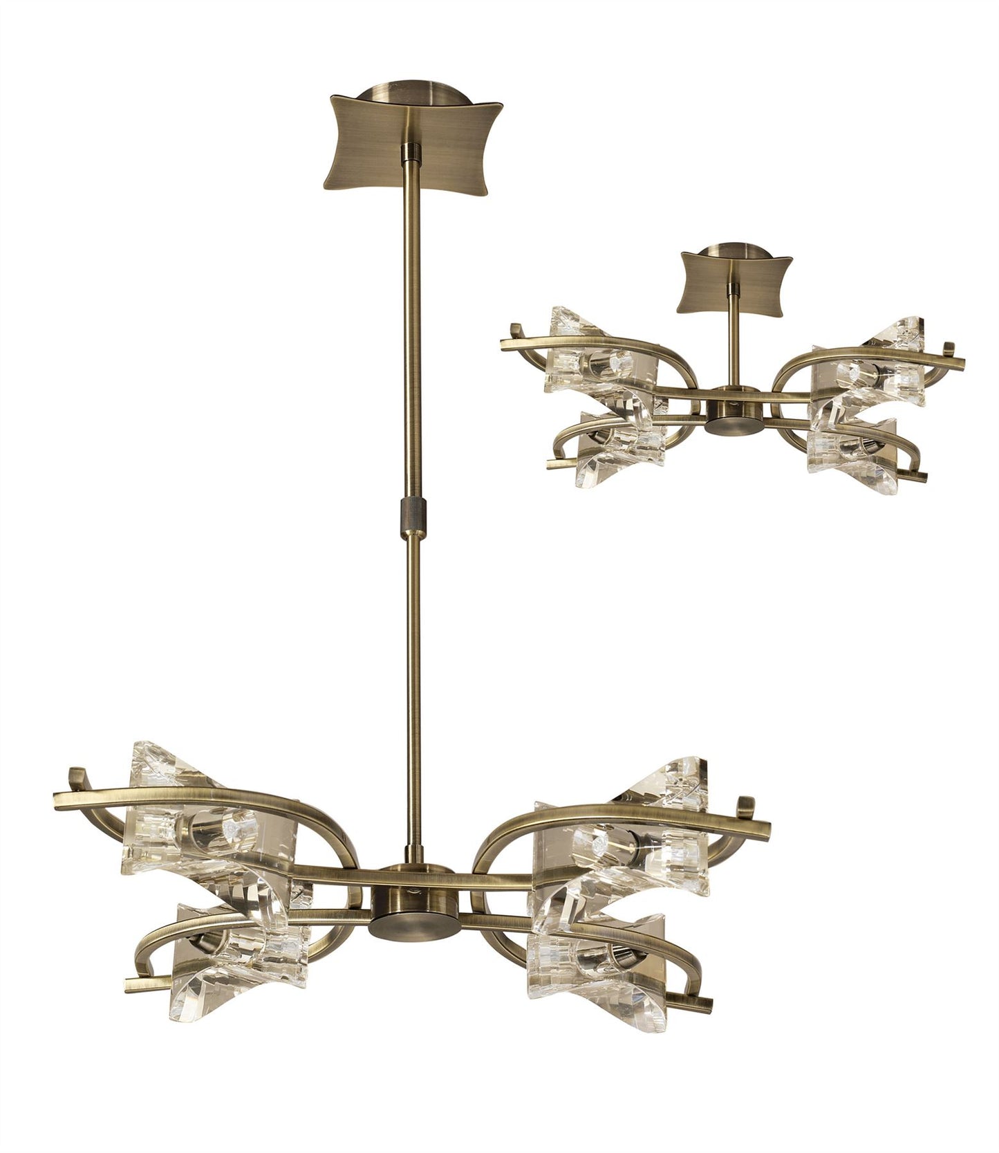 Mantra Kromo Telescopic Convertible To Semi Flush 4 Light G9, Antique Brass