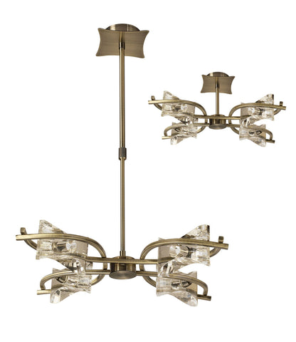 Mantra Kromo Telescopic Convertible To Semi Flush 4 Light G9, Antique Brass